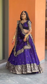 Fantastic  Chinon silk sequence work Purple color Lehengha Choli